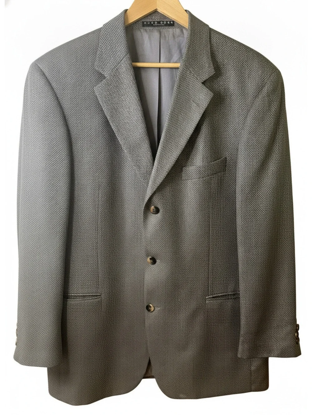 Hugo Boss Einstein Gray Silk Wool Blend Sport Coat Textured Geometric Weave 44R